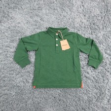 Mini Boden Shirt Kids 3-4 Years Green Long Sleeve Polo Pocket Cotton NWT