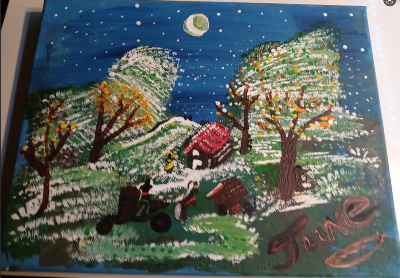 Where the Horse and Buggy Traveled Beneath the Snow and Midnight Moon Original