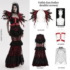 Punk Rave Women Halloween Cosplay Goth Decadent Faux Feather Shoulder Accessory