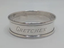 Vintage Gorham Sterling Silver Napkin Ring "Gretchen" name engraving