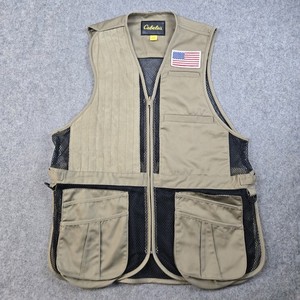 Cabelas Shooting Vest Mens L Mesh American Flag Utility Pockets Outdoor Hunting