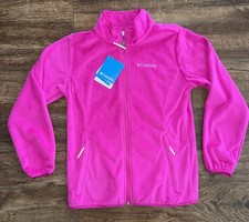 NWT Columbia FAST BEAUTY FULL ZIP Fleece jacket youth M MEDIUM BRIGHT PINK GIRLS