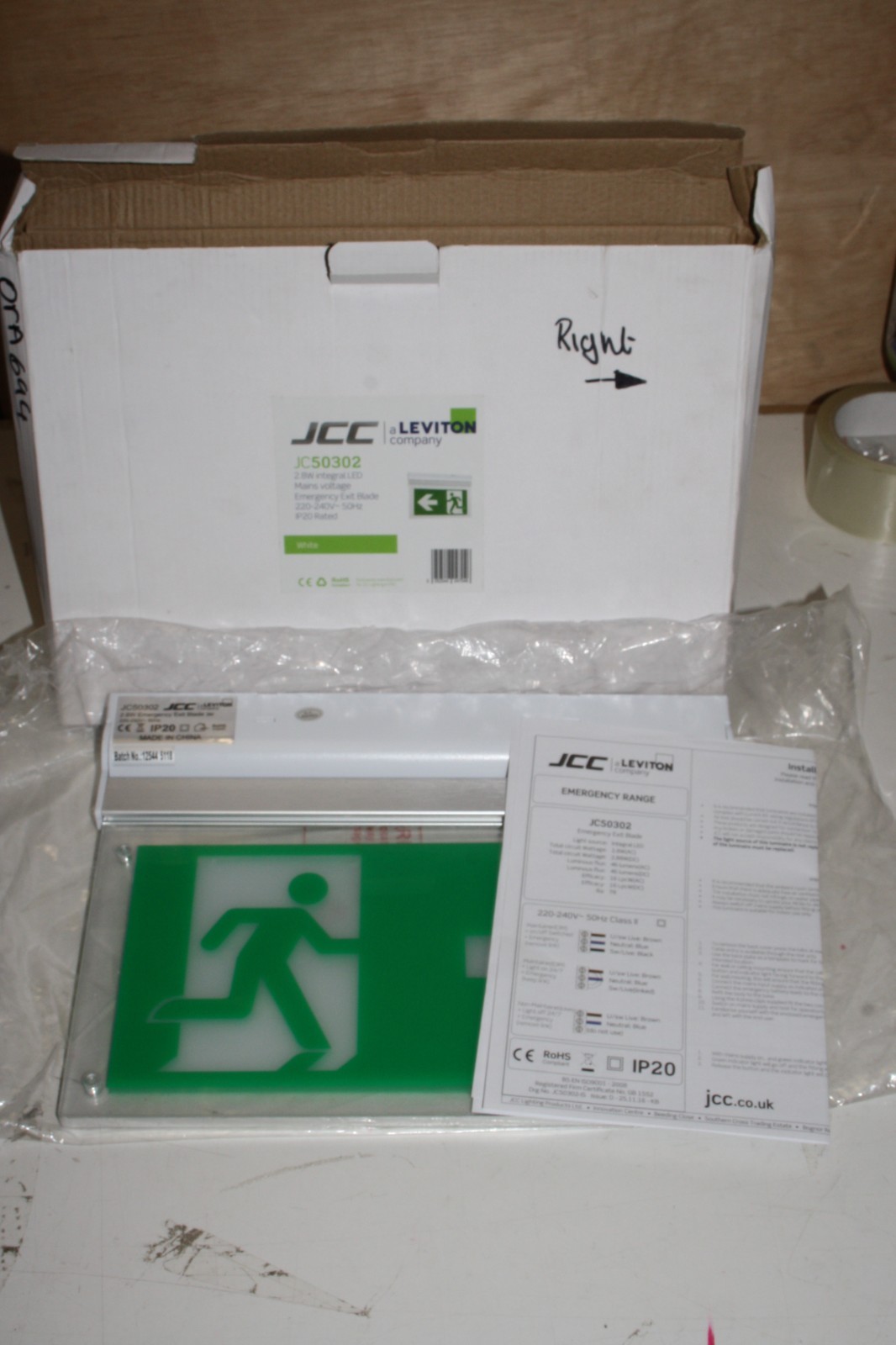 JCC Exit Blade Maintained 3M IP20  JC50302 RIGHT RUNNING MAN  LEGEND PRE FIXED