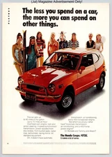 Honda Coupe Fuel Economy Compact Car Promo Vintage 1972 Advertisement