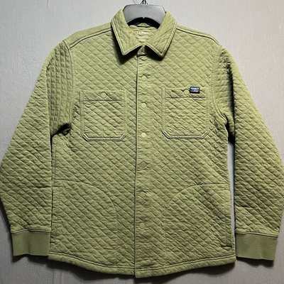 #ad LL Bean Mens Quilted Jacket Green Small Traditional Fit Snap Front $36.98