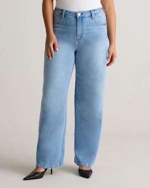 Quince Women Bella Stretch Relaxed Straight Jeans Blue 27