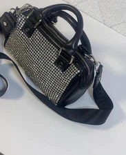 Madden NYC Women's Black Mini Top Handle Crossbody Handbag w/ Crystal Accents