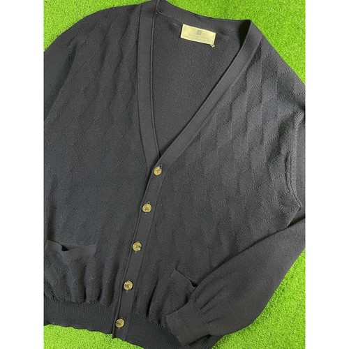 Ballantyne, Vintage Ballantyne Soft Wool Knit Argyle Large Blue Cardigan Sweater Scotland