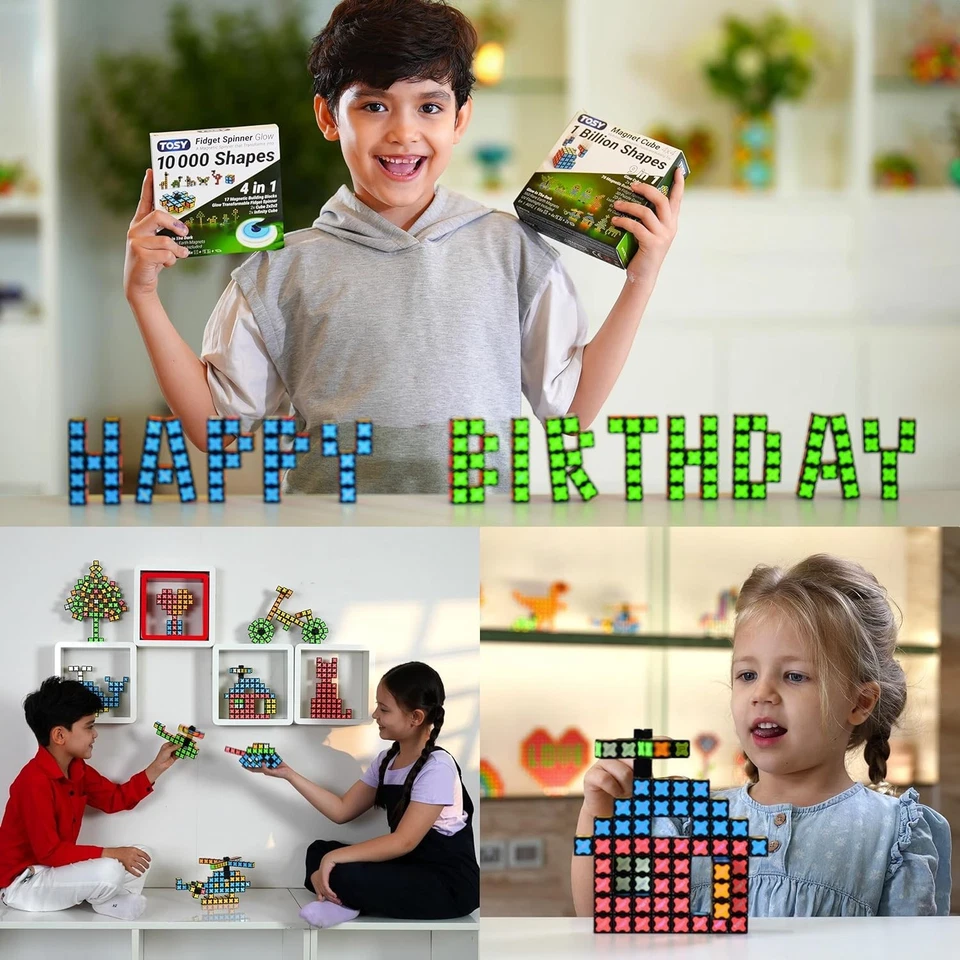 TOSY Magnet Fidget Spinner Mini 8 Blocks Transformable Infinity 2x2 Puzzle Cube - Immagine 3 di 3