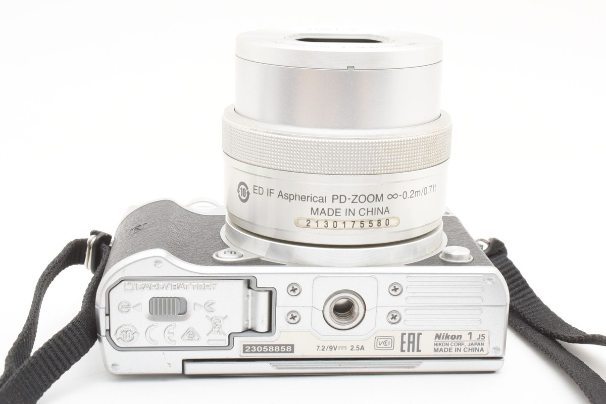 Nikon 1 J5 Silver w/10-30mm, 30-110mm, 18.5mm triple Lens