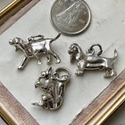 Vintage Sterling And Plated Charms DOGS POINTER HOUND And SQUIRREL With NUT