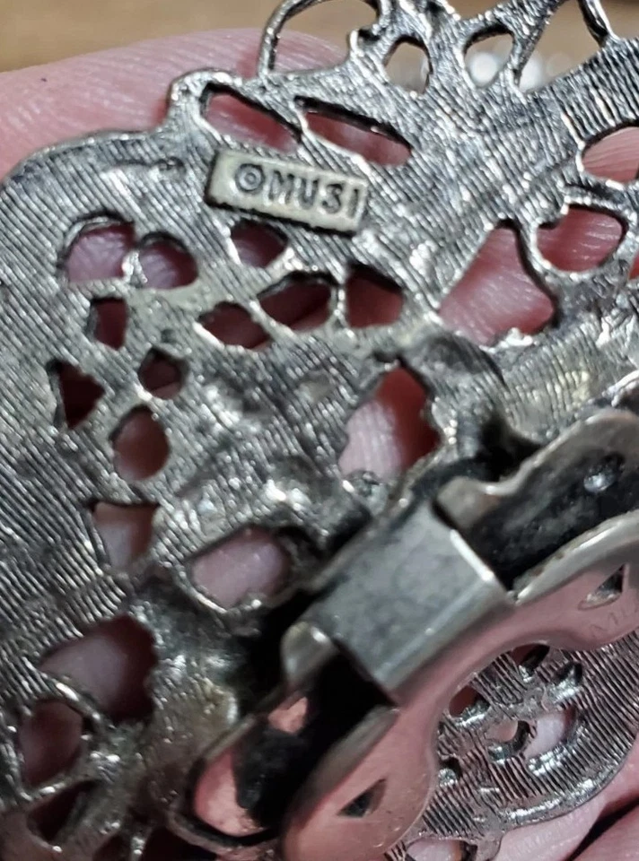 Par de clips para zapatos Musi MCM 1960-70, diseño floral y cinta en tono plateado BONITO Foto 3 de 4