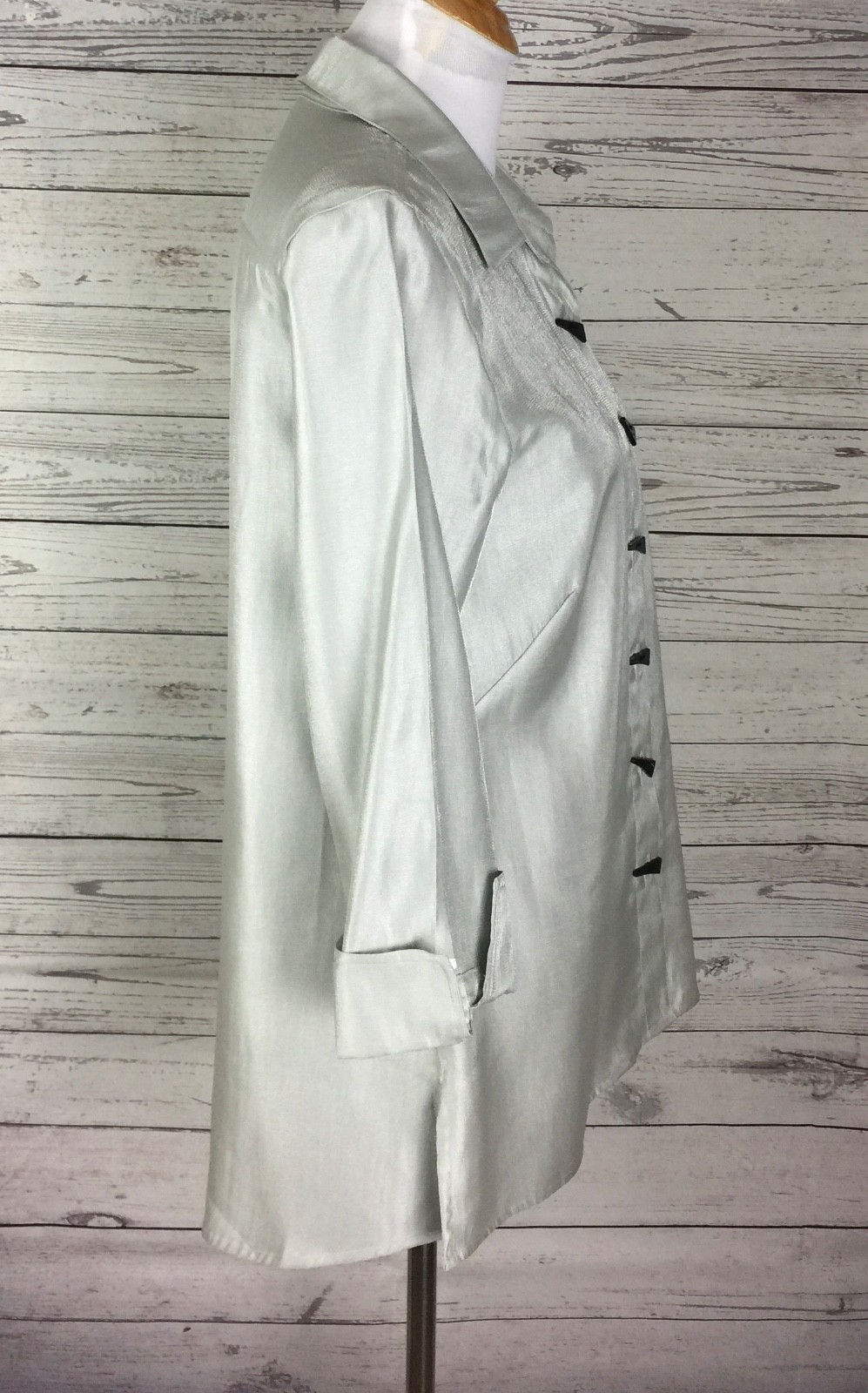 Multiples Women’s Silver Shimmer Button Front Tur… - image 8