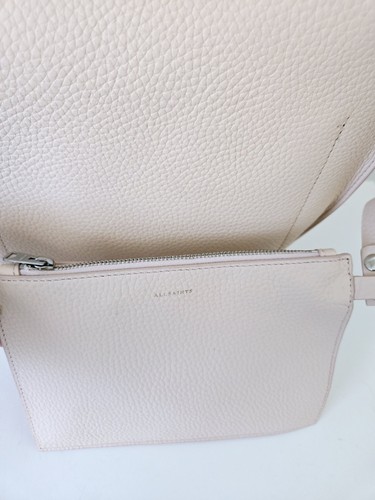 ALL SAINTS Pebbled Leather Shoulder/Crossbody Bag & Tethered Pouch (Powder Pink) - Picture 5 of 16