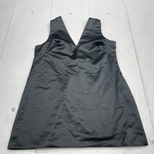 Abercrombie & Fitch Black Satin Plunge Bow Back Mini Dress Women's XL Defects