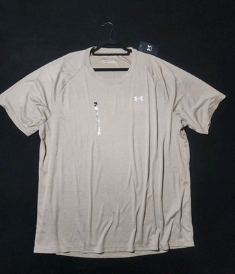 NWT UA Under Armour Mens 4XL Tech Textured Short Sleeve Shirt Beige Tan Loose