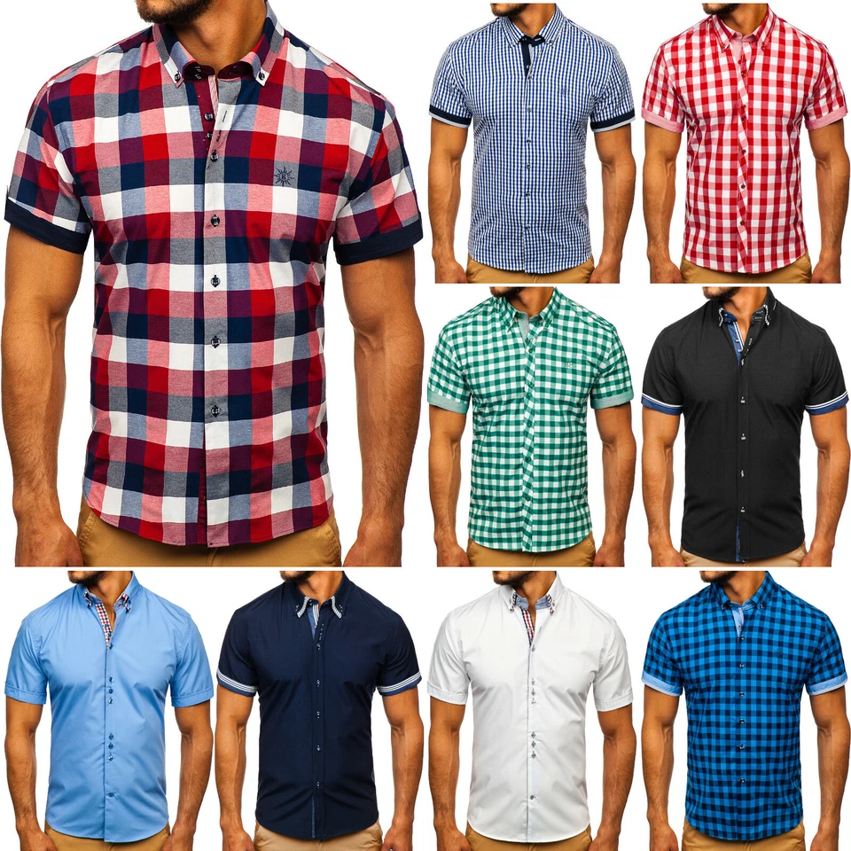 Herrenhemd Freizeithemd Shirt Kurzarmhemd Classic Motiv Herren Mix BOLF Casual - Bild 1 von 1