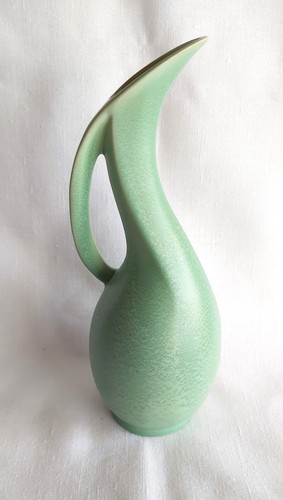 50's 50er-Jahre Keramikvase grün mit Henkel Henkelvase - Bild 2 von 3
