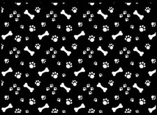 Allover Dog Bones Paw Prints 1 pc 5 x 7 Inch White Fused Glass Decal