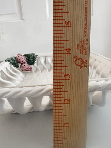 Servizio piatti vintage motivo fragola ciotole ceramica Cottagecore quadrato LEGGI - Foto 7 di 10
