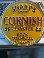 Sharp's Brewery CORNISH COASTER Rock Cornwall Metal Enamel Beer Pump Sign