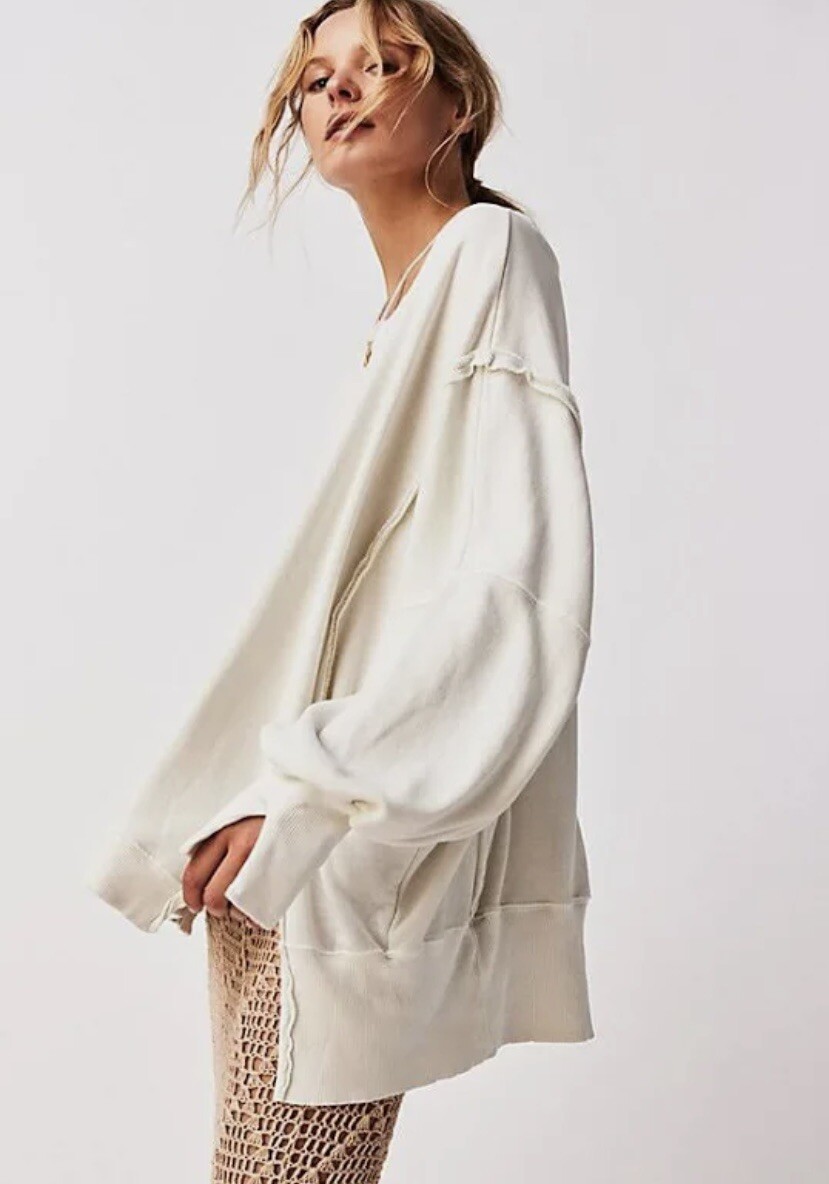 ▪️NWT Free People Camden Pullover Sweatshirt-Grey Opal-M