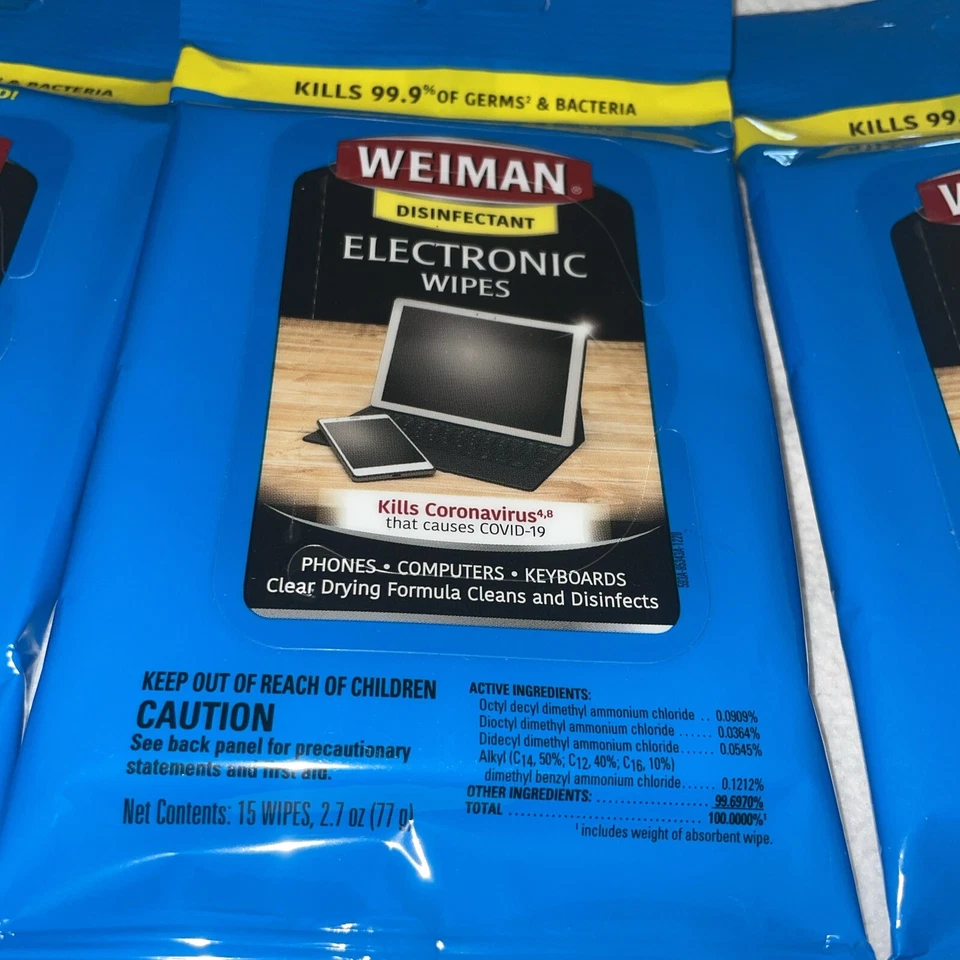 (45-Pk) Weiman ELECTRONIC WIPES Phone Tablet Laptop Computer TV SURFACE CLEANER - Image 2 of 4
