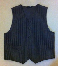 Boys Suit Vest Black with White Pinstripes Size 4 EUC