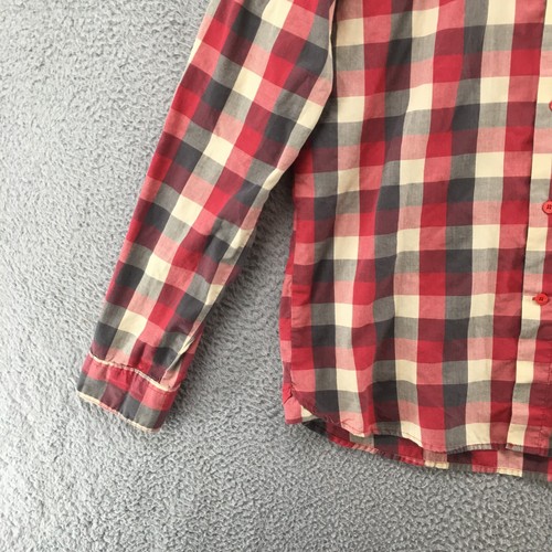Volcom Shirt Mens Large Red Plaid Check Long Sleeve Button Down Front Pocket - Picture 3 of 10