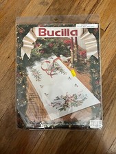 Bucilla Doves and Holly Table Runner Stamped Embroidery Kit 829821 14" x 44"