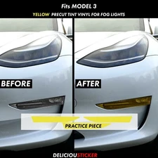 Fits Tesla Model 3 YELLOW FOG light Front Overlay Vinyl Tint Decal Precut