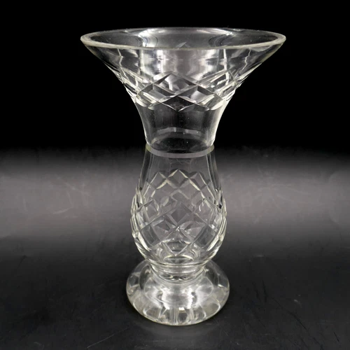 Waterford Crystal Footed Vase 6.25" Criss Cross Cuts Ireland Vintage