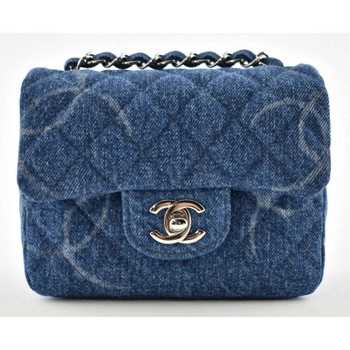 2022 LTD NWT CHANEL 19 Quilted Denim WOC Blue Wallet on Chain Flap Bag  Crossbody