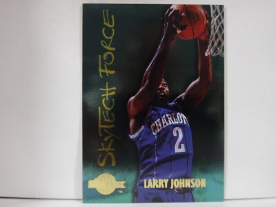 1994-95 SkyBox Premium SkyTech Force Hornets Basketball Card #SF9 Larry Johnson
