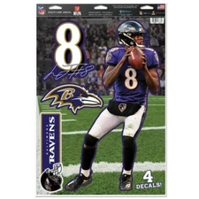 LAMAR JACKSON BALTIMORE RAVENS MULTI-USE DECALS 11"X17" LIKE A FATHEAD