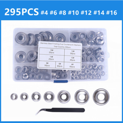 #ad #ad 295PCS Countersunk Washers304 Stainless Steel Finish washers #4#6#8#10#12#14#16 $15.99
