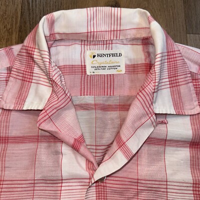 Vtg 50s 60s Shirt Kentfield Loop Collar Plaid Crystalaire 