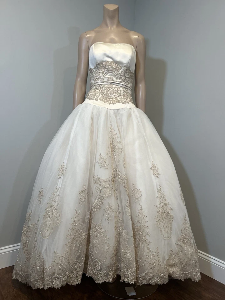 Vestido de baile de boda con tren Mon Cheri Vittoria #16202 talla 12 marfil Foto 2 de 4