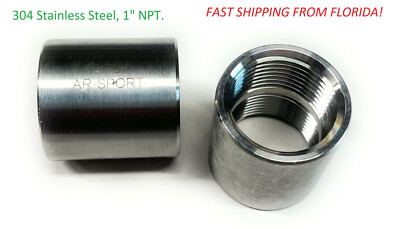 1''  Female NPT Coupling 304 Stainless Pipe Fitting Coupler ( 2pc) heavy duty.