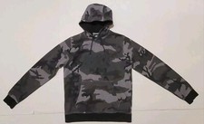 Nike Mens Pullover Hoodie Sweatshirt Size Medium Black Gray Camo Spellout Logo
