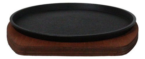 Personal Size Cast Iron Round Fajita Steak Pan Skillet With Wood Trivet Base8"D - Picture 5 of 9
