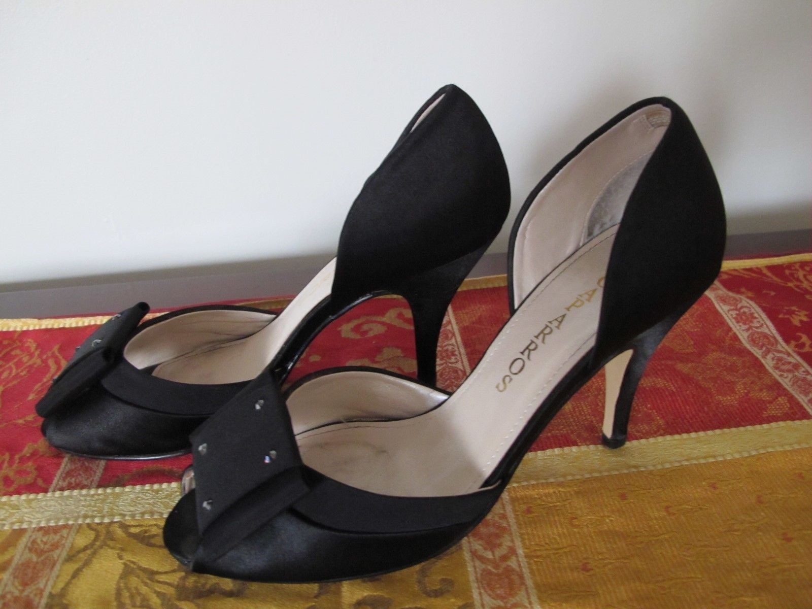 Caparros womens black satin dress shoes 