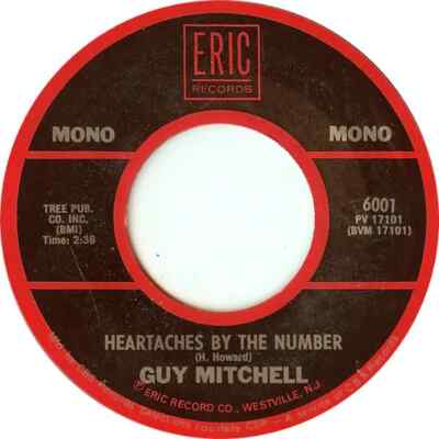 Guy Mitchell Singing The Blues / Heartaches By The Number Vinyl Single 7inch