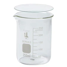 250ml Low Form Griffin Beaker w/ 70mm Watch Glass, Karter Scientific (single)