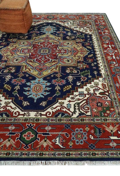 СИНИЙ СЛОНОВОЙ КОСТИ И ОЛИВКОВОГО ТРАДИЦИОННЫЙ ВОСТОЧНЫЙ СДЕЛАННЫЙ НА ЗАКАЗ ВРУЧНУЮ ТУФЛЕНЫЙ ШЕРСТЯНОЙ КОВЕР - Изображение 2 из 4