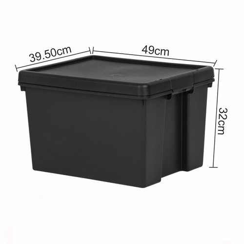 2 x 45L Black Storage Box With Lid Heavy Duty Recycled Plastic Home Garage - Picture 2 of 10