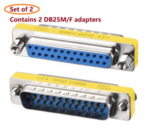 Lot of 2 PTC 25-Pin DB25 Serial Mini Male to Female M/F Gender Changer Coupler
