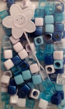 Cube shaped hair beads in mix of blue and white for braids, twists, cornrows etc