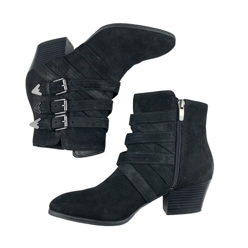 Enzo Angiolini Women's Misoa Ankle Booties 6.5 M Black Suede Buckle Block Heel - Picture 6 of 13