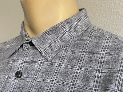 Vince Men's Gunmetal Grey Silver Checked Dress Shirt Size Large $140 | eBay